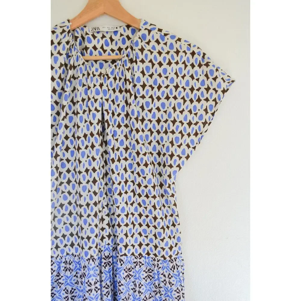 Zara Cotton Printed Tiered Sundress Size Small - Picture 5 of 8